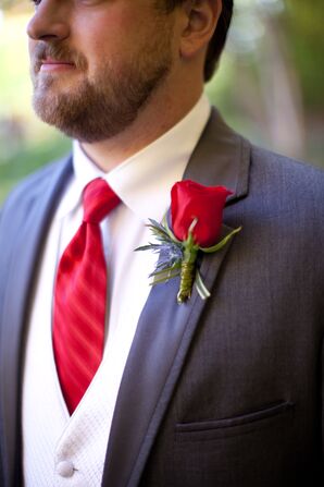 Simple Red Rose Boutonniere