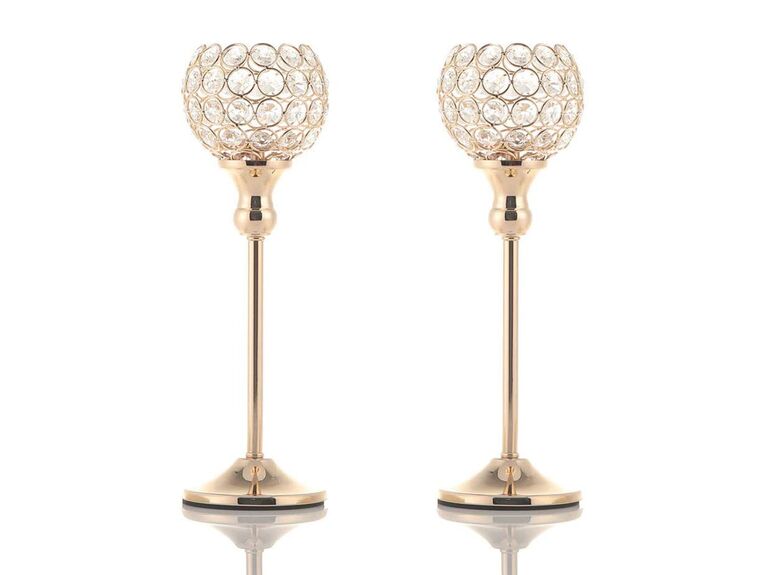 Vincigant gold crystal votive candle holders