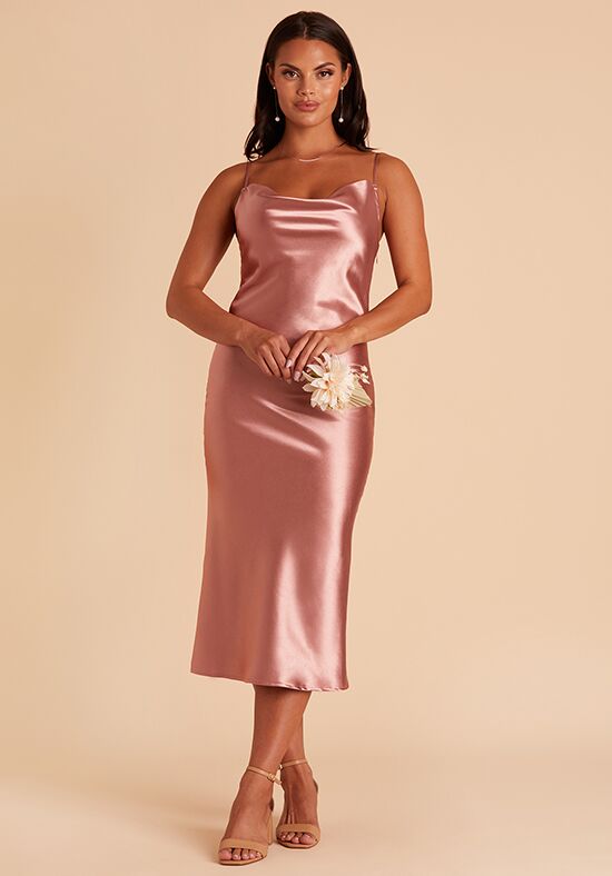 Birdy Grey Lisa Midi Dress in Satin Desert Rose Bridesmaid Dress - 1