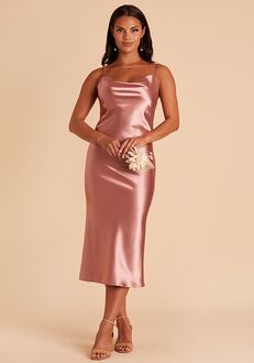 Birdy Grey Lisa Midi Dress in Satin Desert Rose Bridesmaid Dress