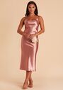 Birdy Grey Lisa Midi Dress in Satin Desert Rose Bridesmaid Dress - thumbnail - 1