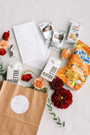 Wedding Welcome Bag With Water and Snacks