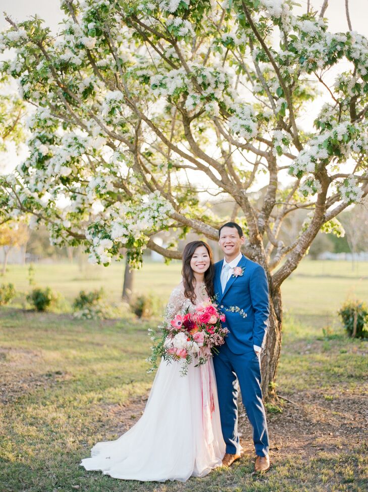 Deborah Dou (29 and a business analyst) and Elton Wong (29 and a financial planner) met at the Houston Rodeo. “Deborah was dressed in an orange top, j