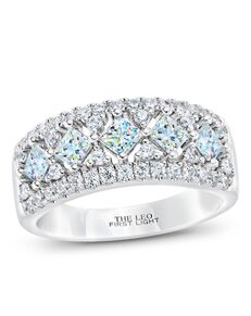 Kay Jewelers THE LEO First Light Diamond Anniversary Ring 1-1/2 ct tw Princess/Round 14K White Gold White Gold Wedding Ring