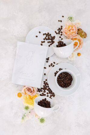 Coffee-Themed Invitation Design With Minimalistic Illustration and Coffee Beans