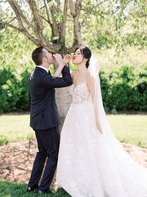 Couple Taking Tequila Shots During First Look