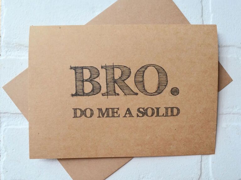 Kraft paper Bro Do Me A Solid groomsman proposal card