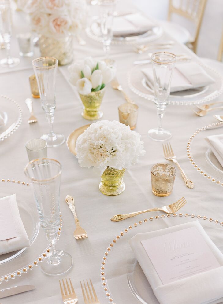 Small White Peony Wedding Reception Centerpieces