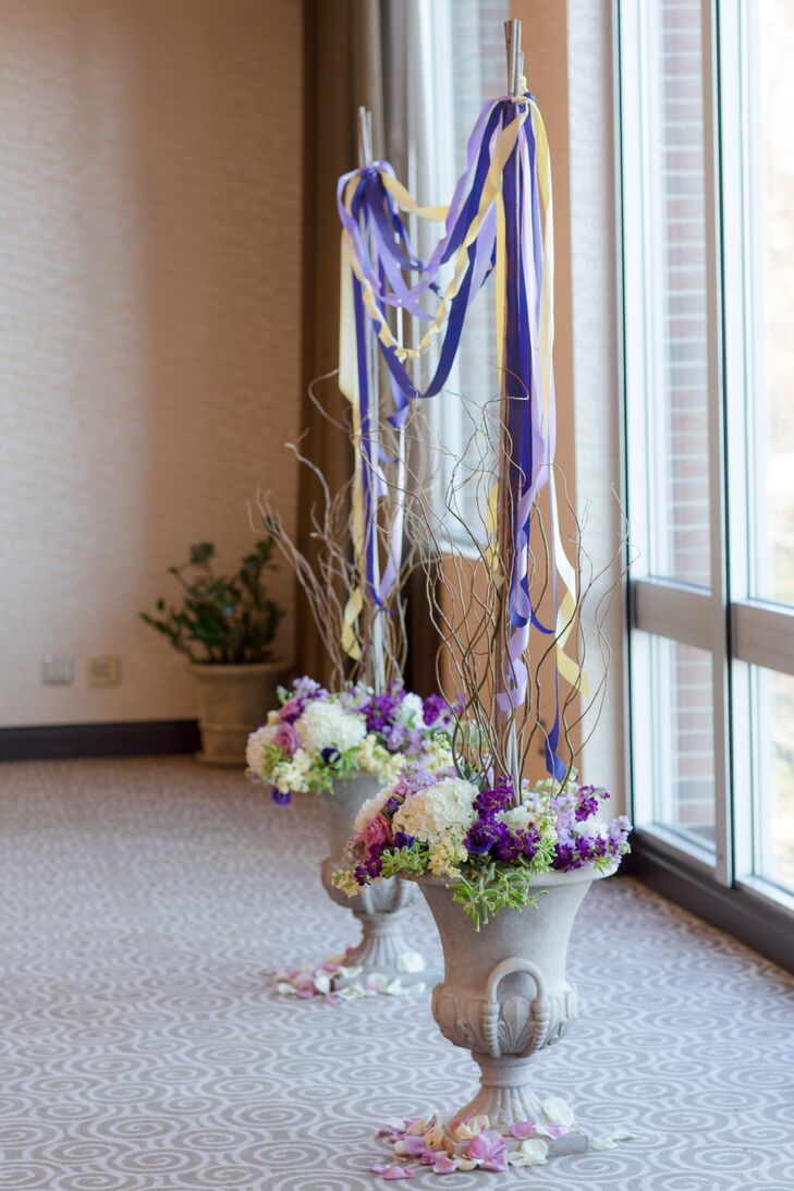 Purple Ribbon Wedding Ceremony Arch