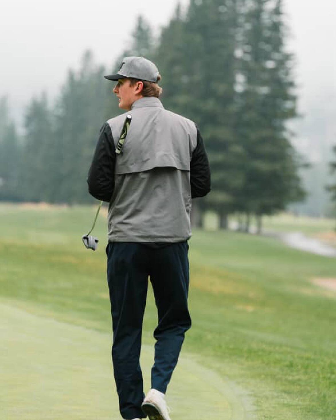During their break... Liam working on his golf career