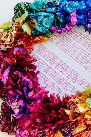 Ketubah Decorated With Metallic Colorful Accents