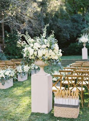 Rose and Eucalyptus Aisle Arrangement  for Napa Valley Wedding