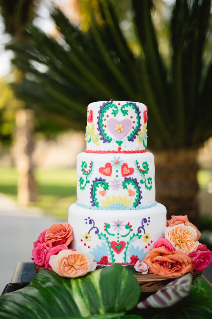 Colorful Talavera-Style Wedding Cake