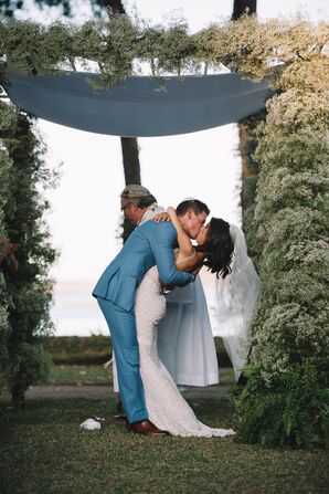 Baby's Breath Arch at Outdoor Ceremony