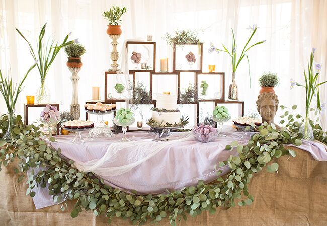 eucalyptus garland dessert table | Birds of a Feather Photography | Blog.theknot.com