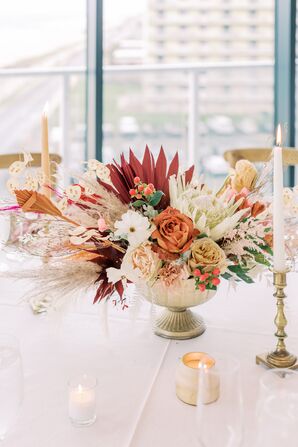 Boho Centerpiece With Dried Palm Fronds