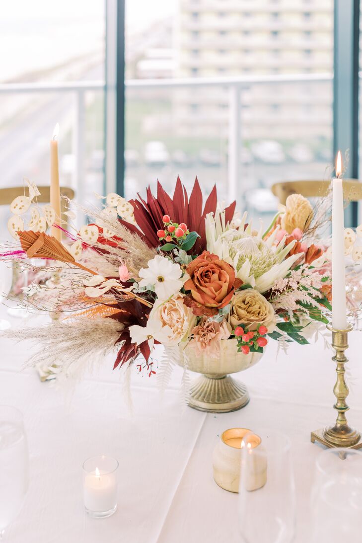Boho Centerpiece With Dried Palm Fronds