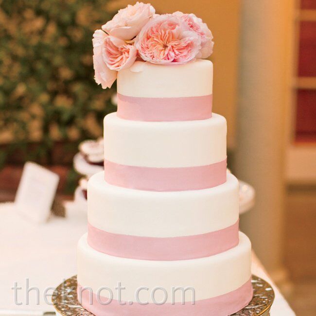 Pink Banded Wedding Cake