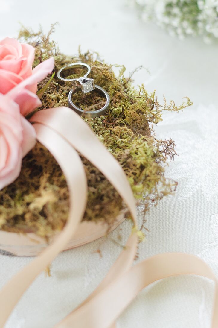 Raised Princess Cut Diamond Ring on Moss