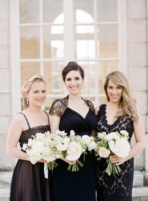 Bridesmaids in Formal Black Mismatched Dresses
