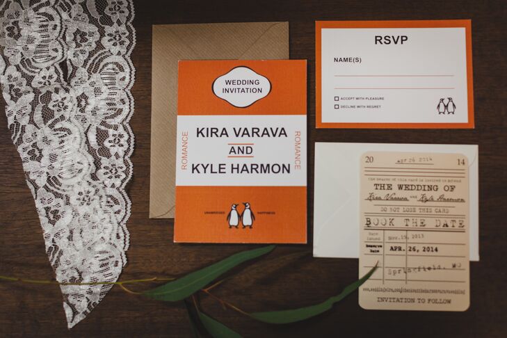 Kira and Kyle sent literary-themed, Penguin Press-inspired invitations to guests and carried the theme throughout the day.