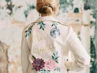 Custom leather jacket emblazoned with Mrs. 