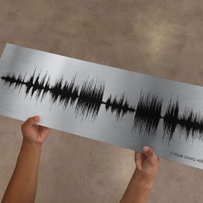 Silver metal soundwave art print traditional 25th anniversary gift