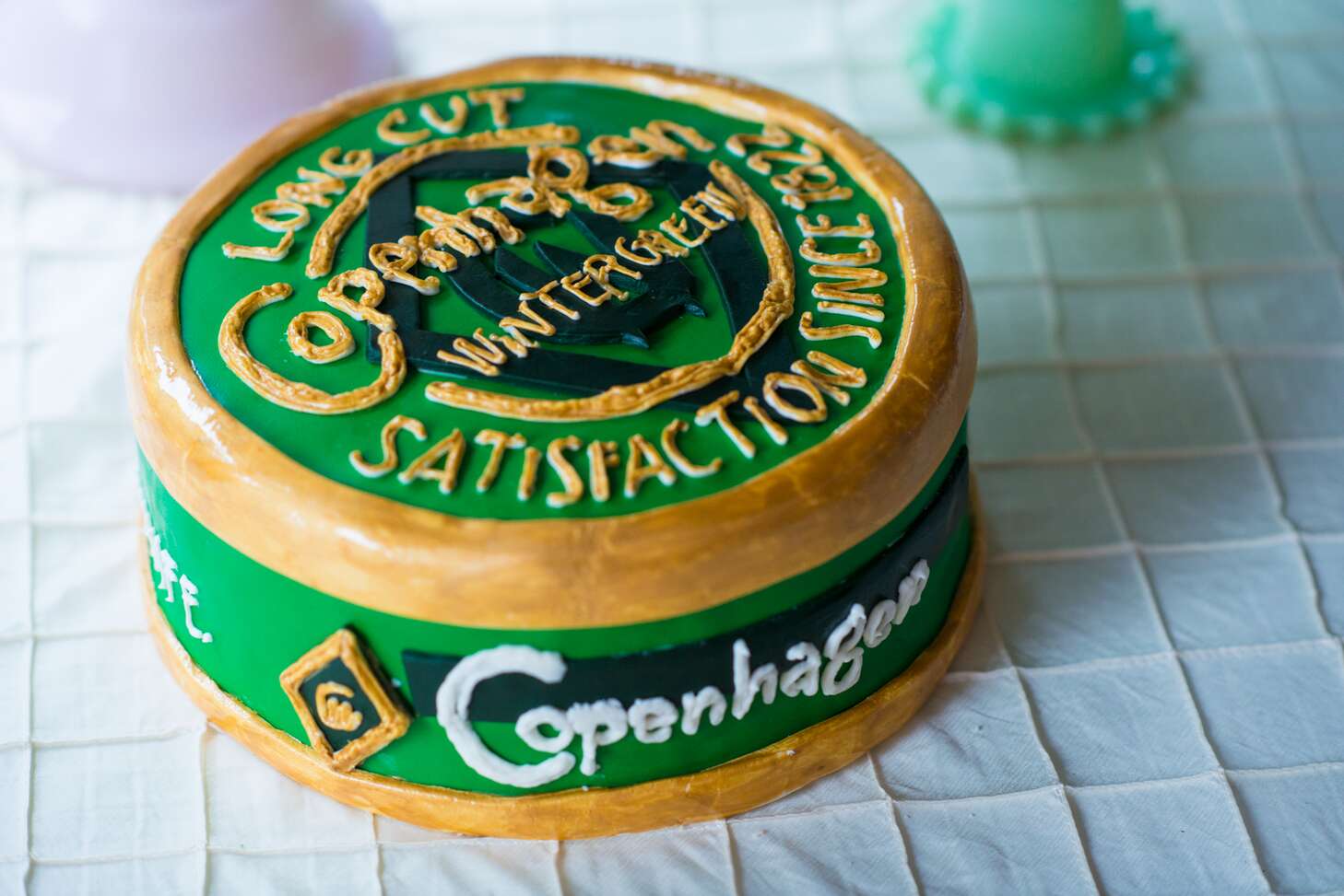 tobacco cake design DIY Copenhagen Tobacco-Inspired Groom's cake