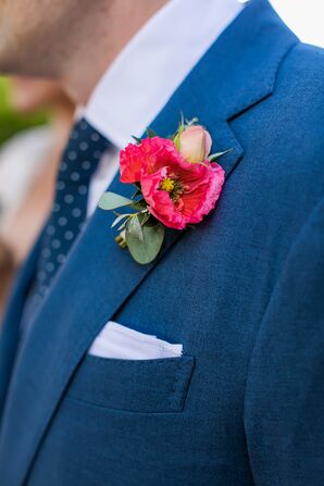 Bright Pink and Sage Boutonniere