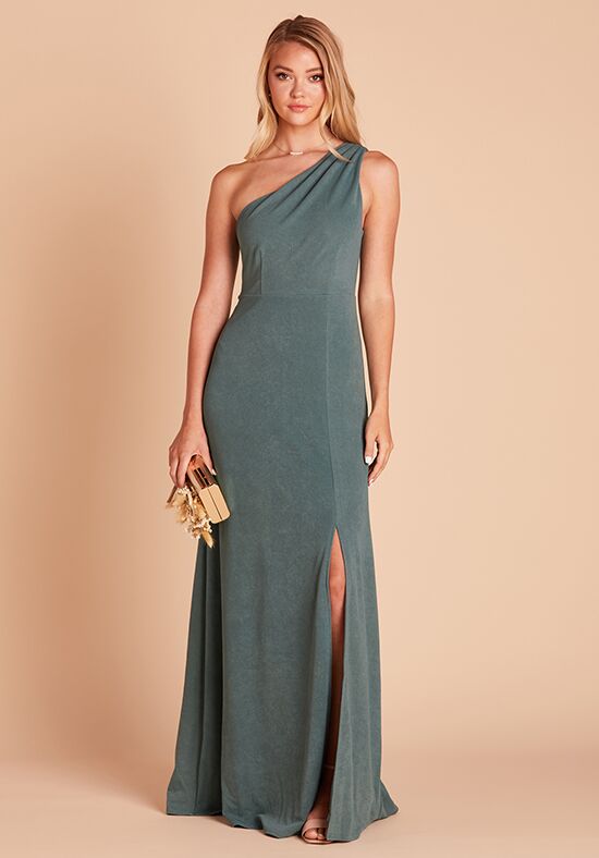 Birdy Grey Kira Crepe in Sea Glass One Shoulder Bridesmaid Dress - 1