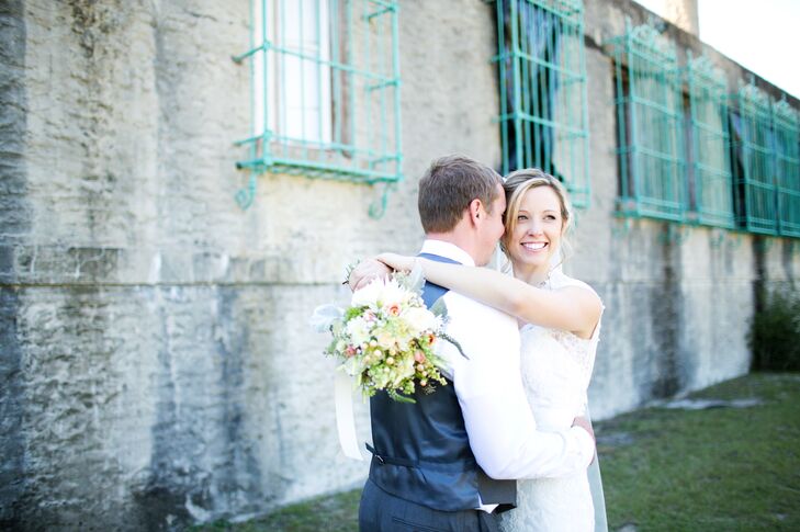"My bouquet and the groom's boutonniere each included a single gardenia bud that we believe my grandmother sent to us from heaven," says Amalie. "Why else would our gardenia bush have just two buds in October?"