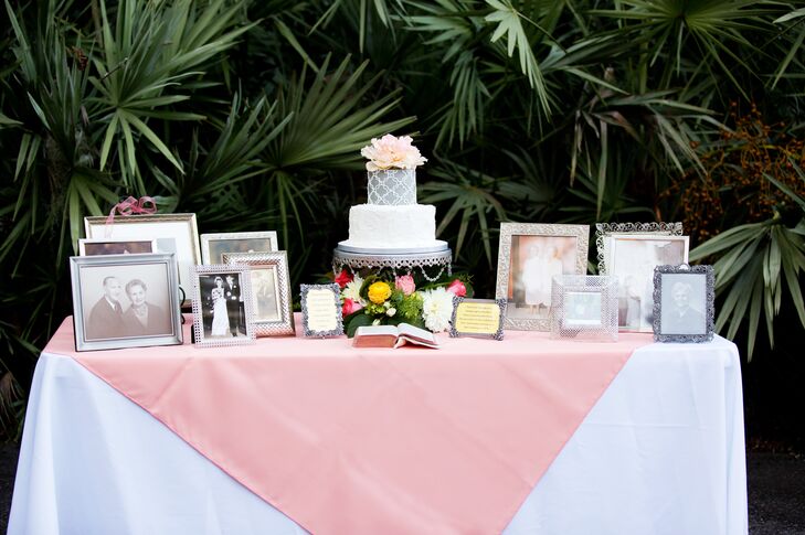 Family Photo and Cake Display Table