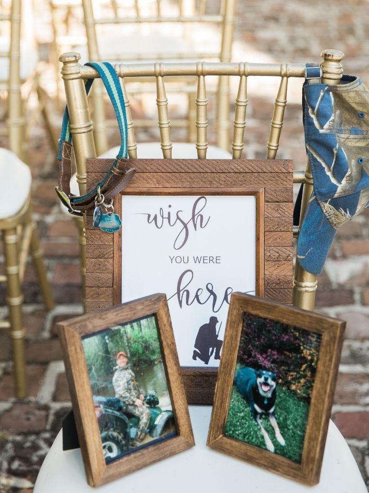 picture of deceased dog at wedding ceremony