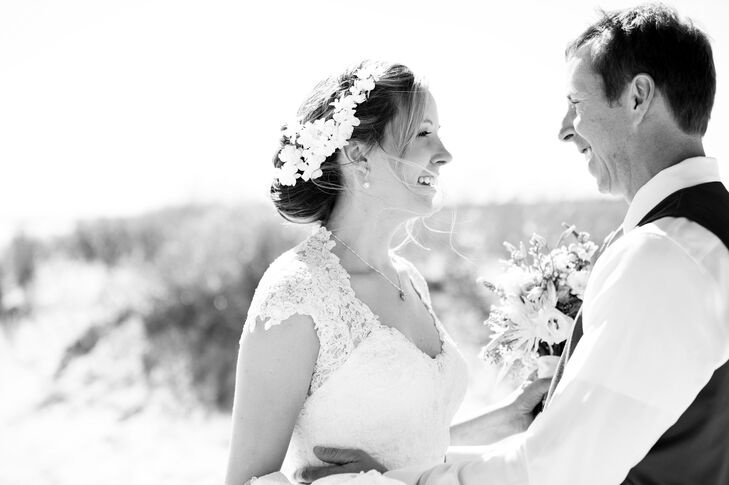 Loose Updo with Romantic White Flower Crown