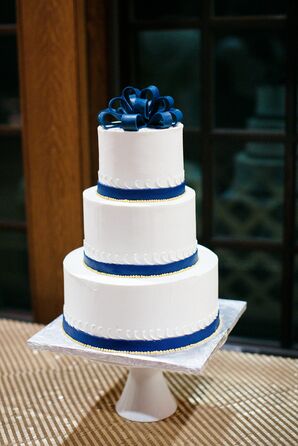 Blue-and-White Buttercream Wedding Cake