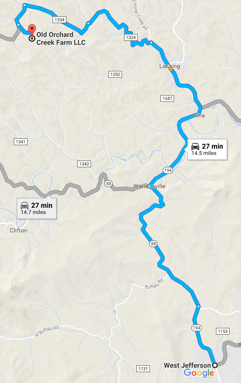 Picture of Directions from Downtown West Jefferson to the Farm
