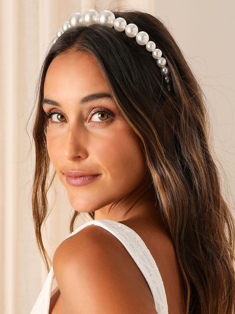 Lulus Posh Beginnings pearl wedding headband