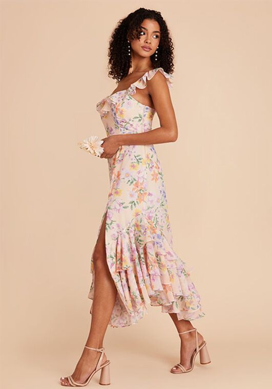 Birdy Grey Ginny Chiffon Dress in Botanical Blooms V-Neck and Plunge Bridesmaid Dress - 2