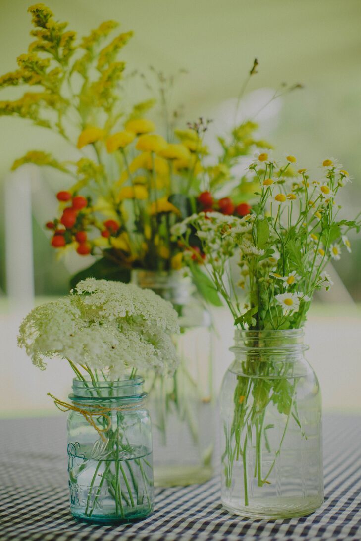 Mixed Wildflower Mason Jar Centerpieces