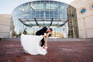 Bride and Groom Outside Reception Hall