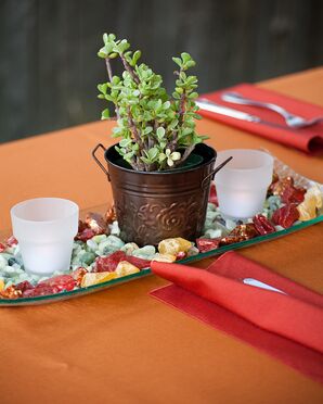 Rustic Rock, Candle and Succulent Centerpieces