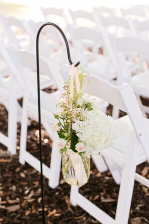Shepherd's Hook and Mason Jar Aisle Decor