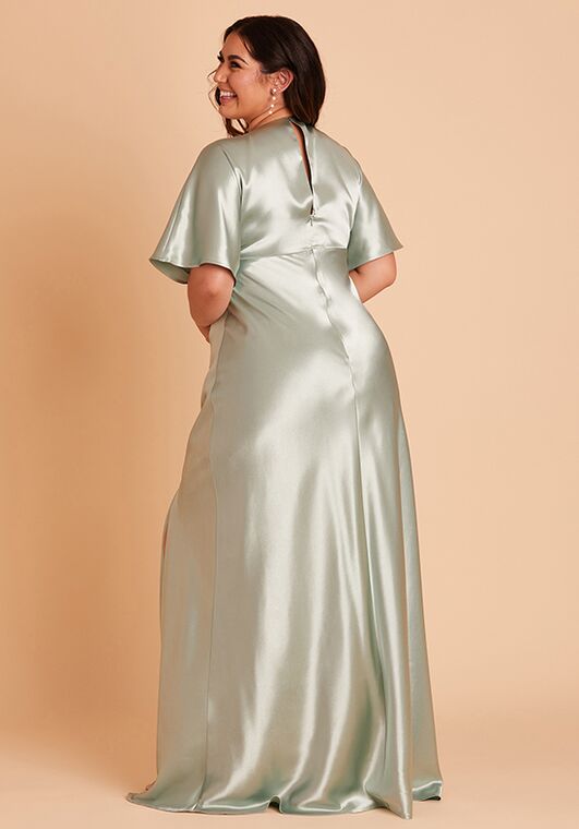 Birdy Grey Jesse Dress in Satin Sage V-Neck Bridesmaid Dress - 4