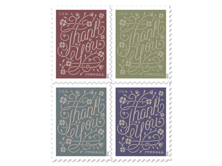 Four Thank You postage stamps