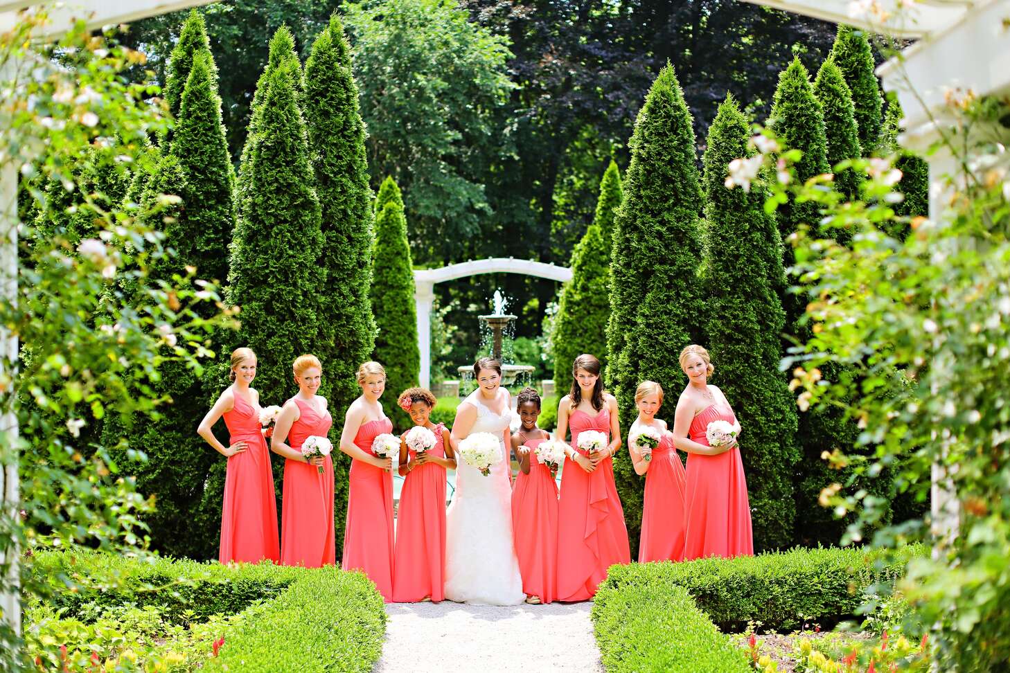 knee length dresses for ladies Elegant A-Line One Shoulder Coral Chiffon Long Bridesmaid Dress main image 1