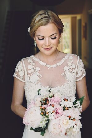 Pink and White Bouquet with Peonies and Stephanotis