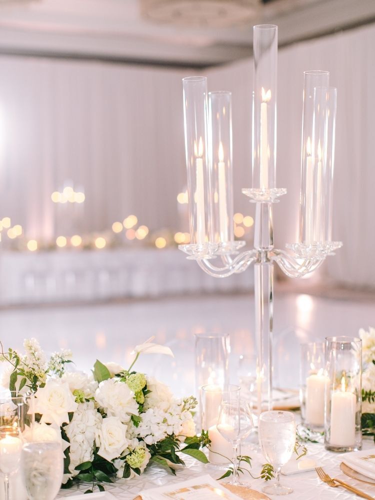 crystal candelabra as glam wedding decoration