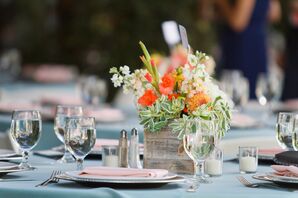 Coral Dahlia Centerpiece