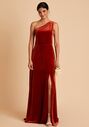 Birdy Grey Kira Dress in Velvet Burnt Orange One Shoulder Bridesmaid Dress - thumbnail - 3