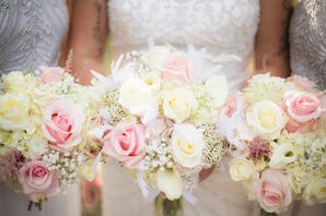 White and Blush Rose and White Calla Lily Bouquets